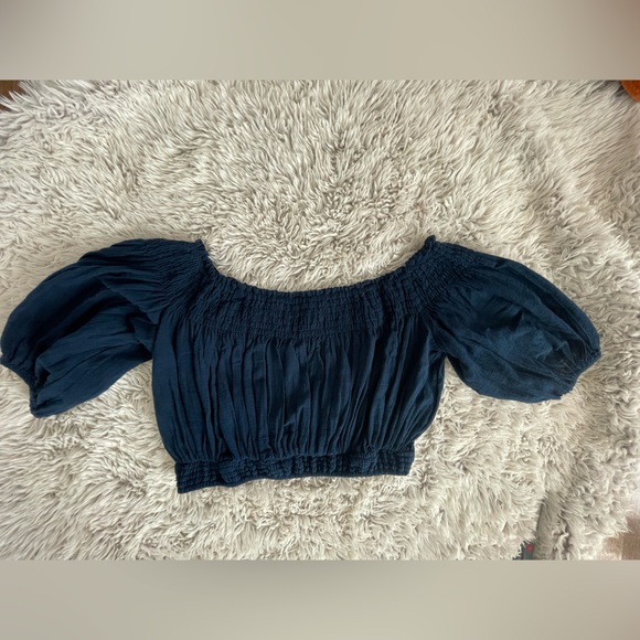 We The Free Dark Blue Off-Shoulder Blouse - Picture 6 of 7